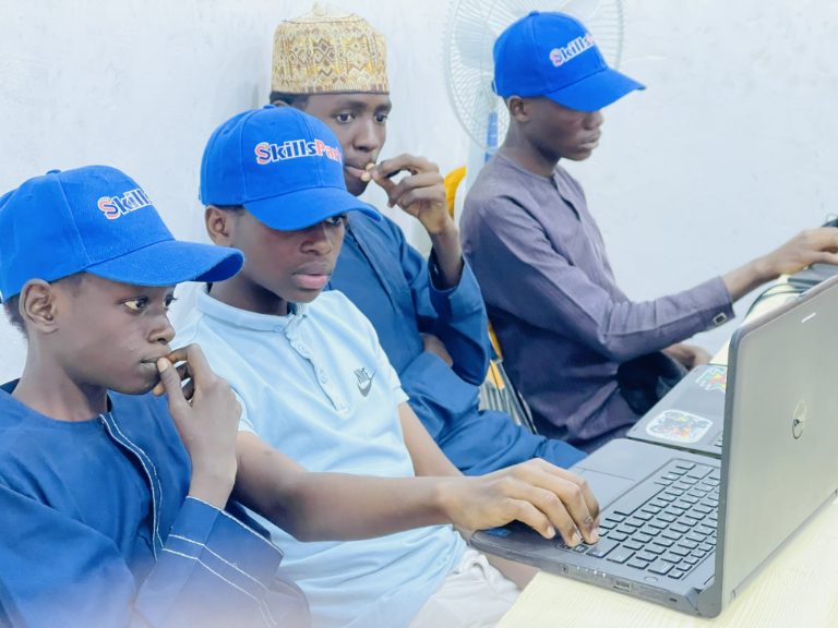 SkillsPark learners working together during 3D modelling and animation practice
