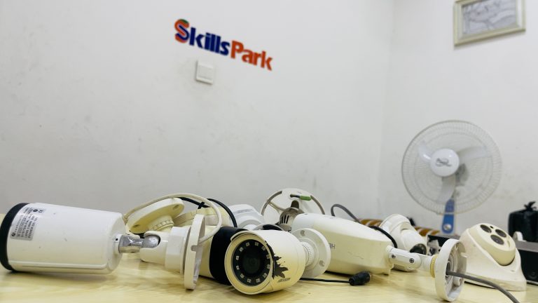 CCTV cameras and equipment used for practical technical training at SkillsPark.