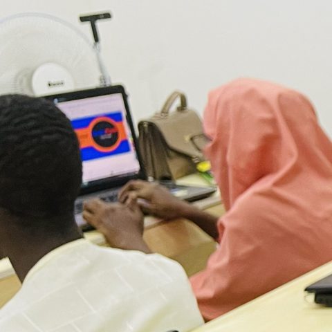 SkillsPark learners working on a practical graphic design project.